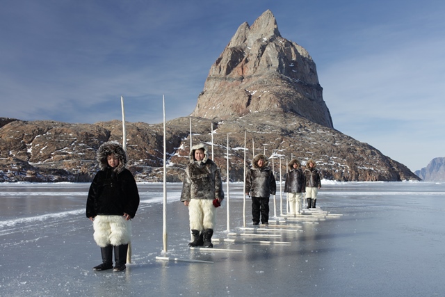 Narwhale tusks on the ice